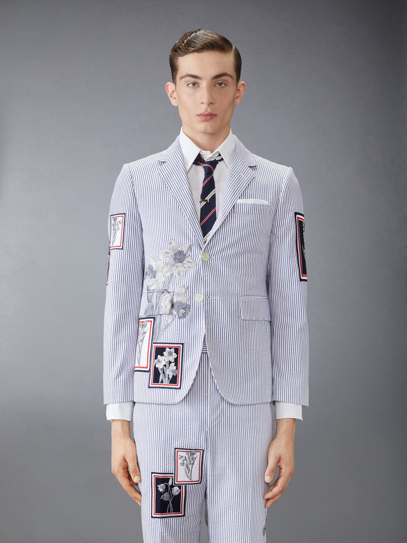 Thom Browne CLASSIC SEERSUCKER FRAMED FLORAL SPORT COAT outlook