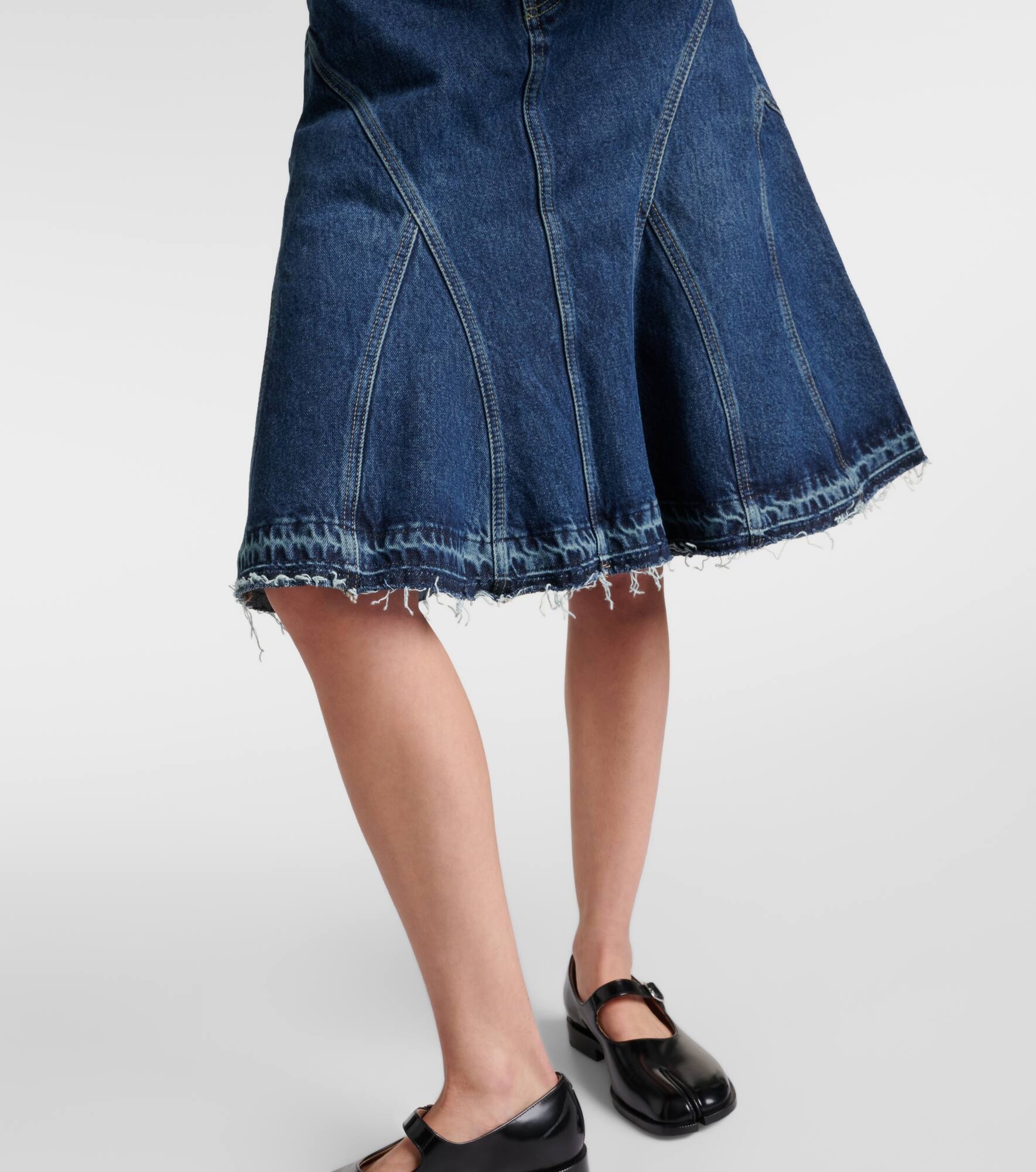 Pleated denim midi skirt - 5