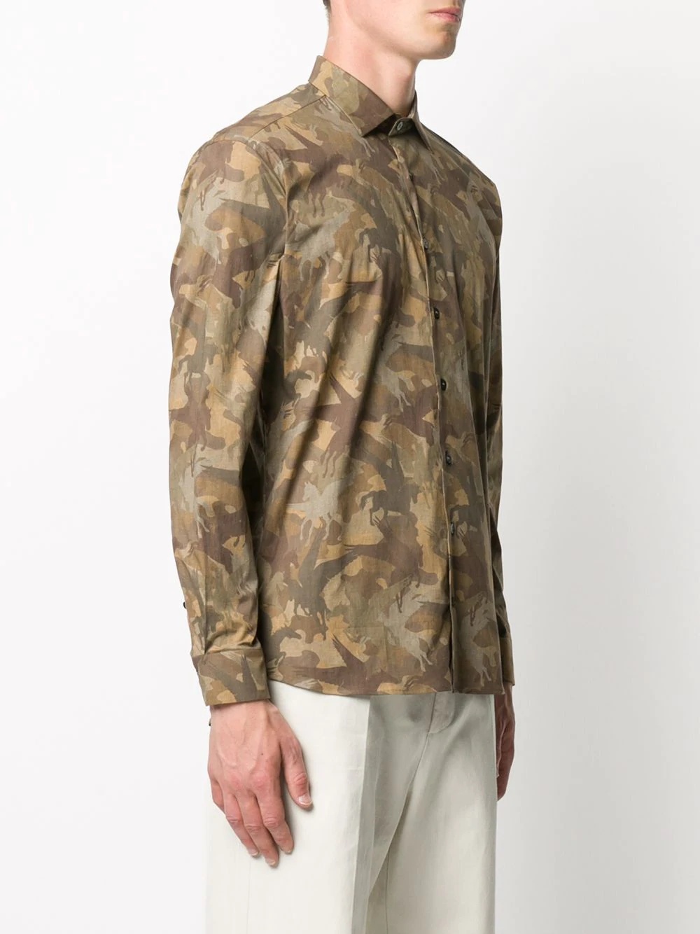 long-sleeved camouflage print shirt - 3