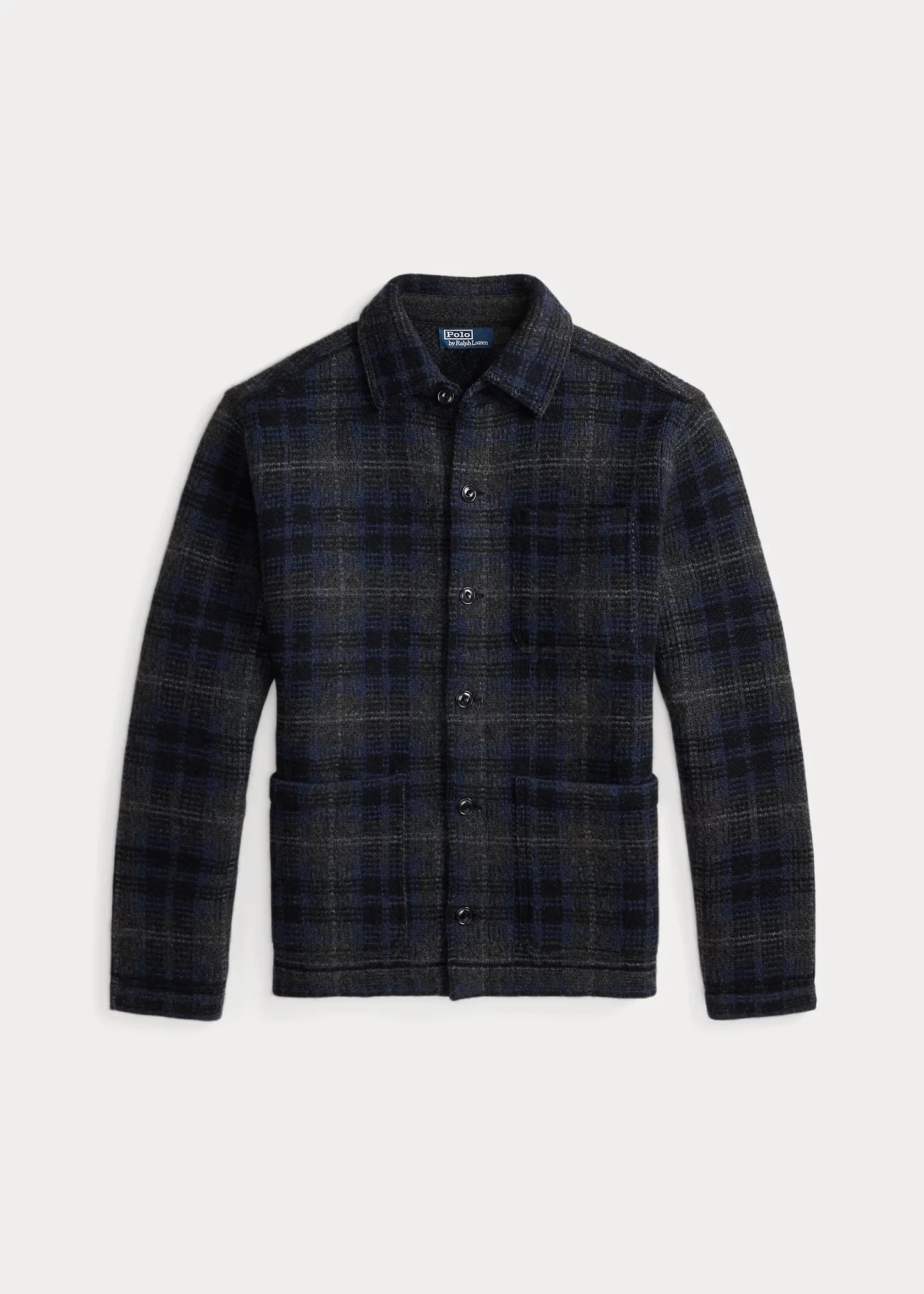 Plaid Boiled Wool Cardigan - 1