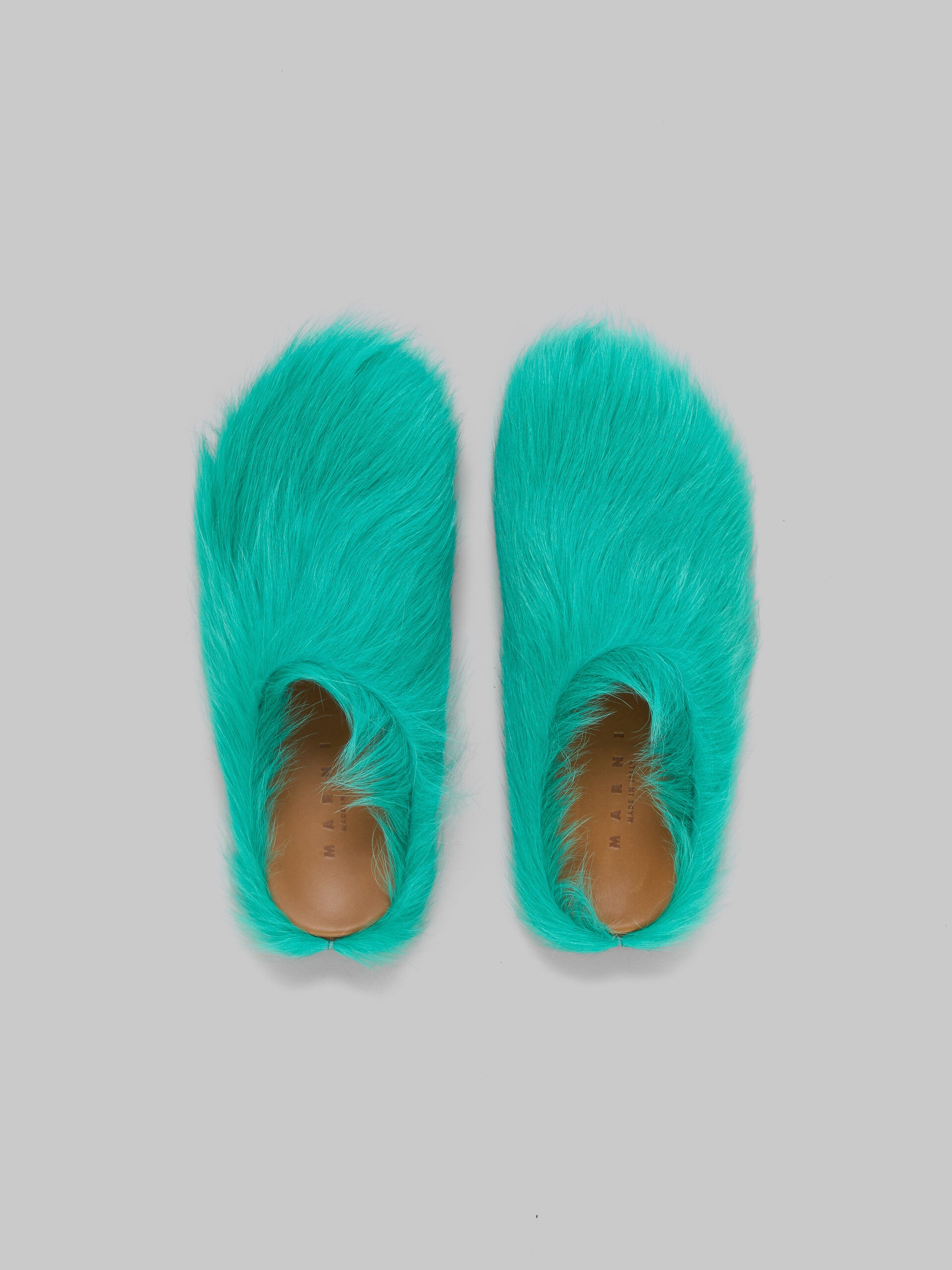 GREEN LONG-HAIR CALFSKIN FUSSBETT SABOT - 4