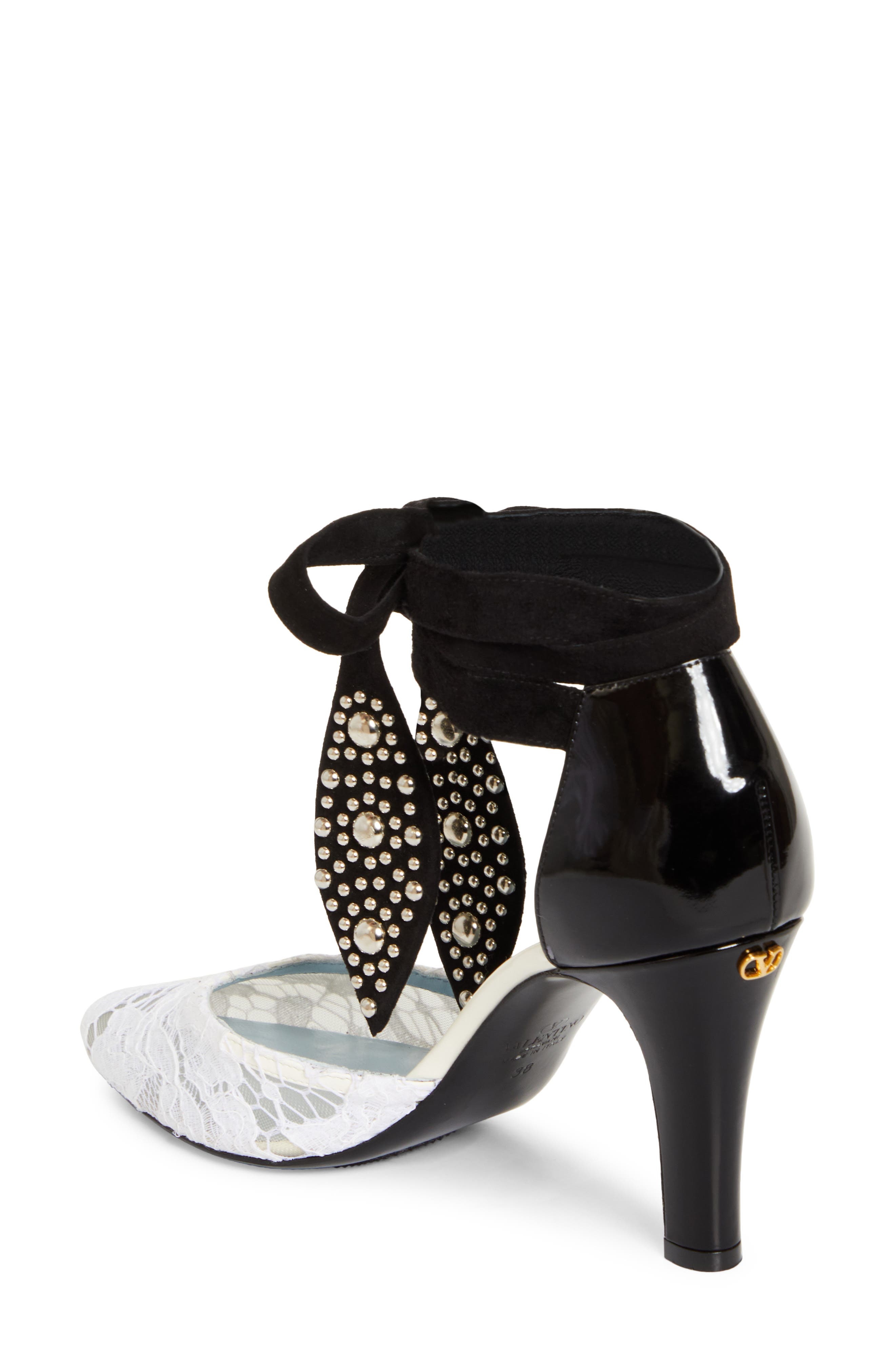 Valentino Garavani Tie Ankle Strap d'Orsay Pump in Ivory/Nero at Nordstrom - 3
