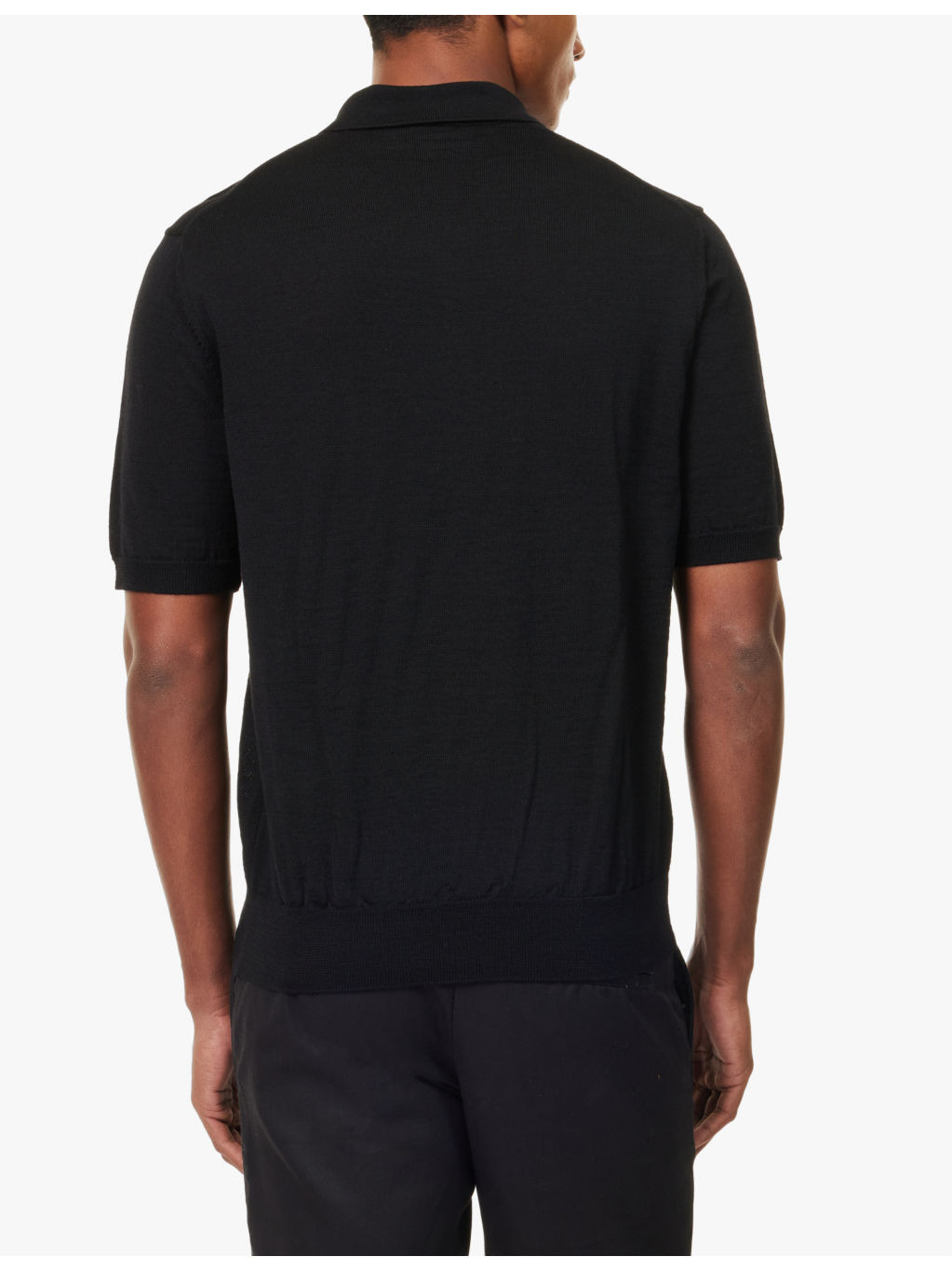 Logo-patch short-sleeve wool polo shirt - 4