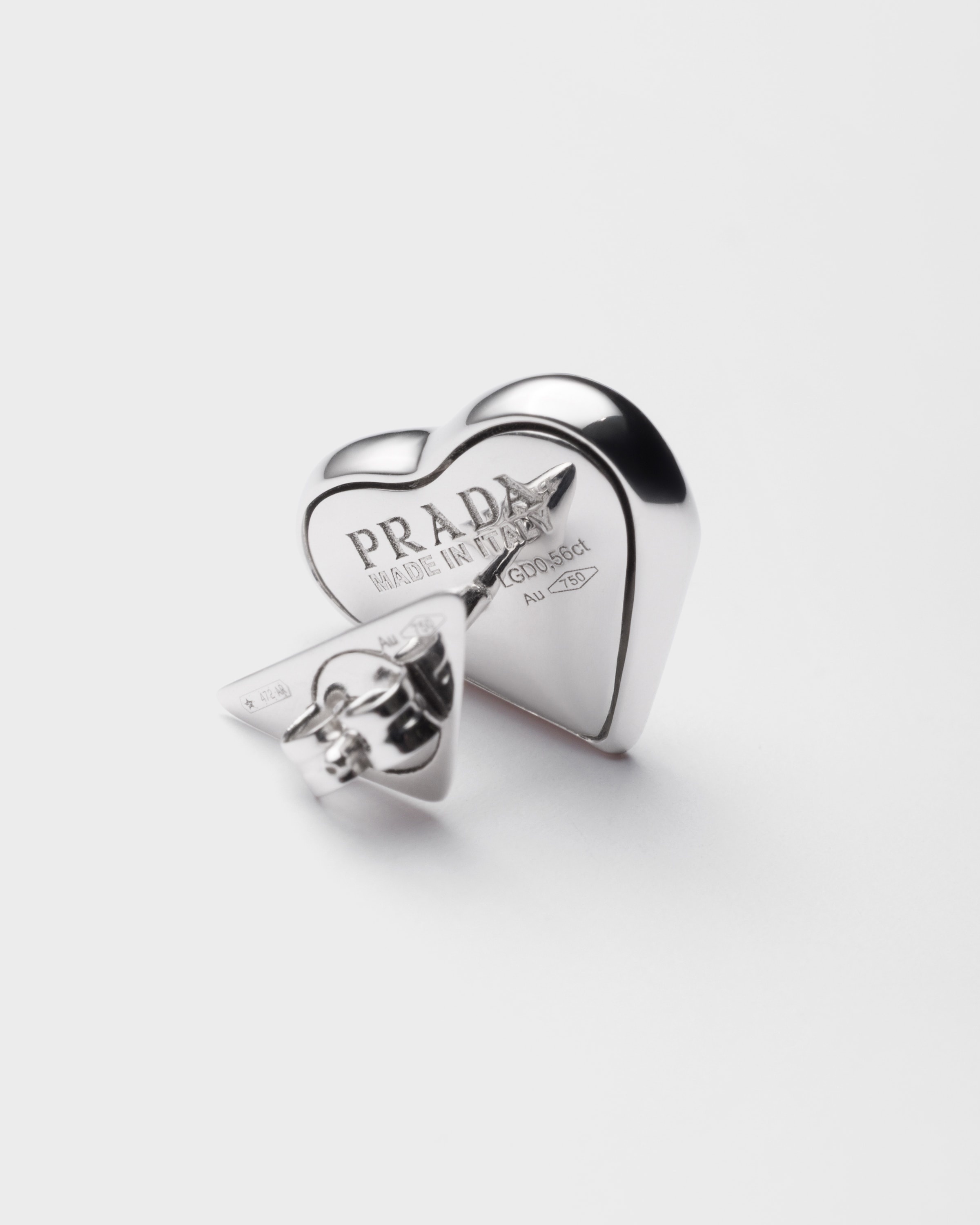 Eternal Gold Nano Heart single earring in white gold with lab-created diamond - 3