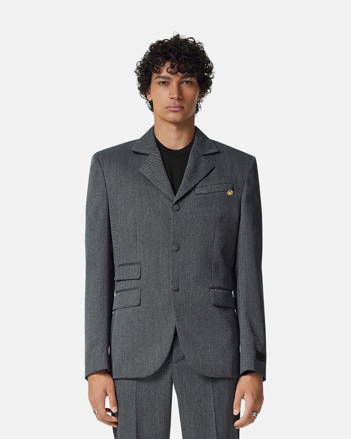 Wool Mouliné Single-Breasted Blazer - 4