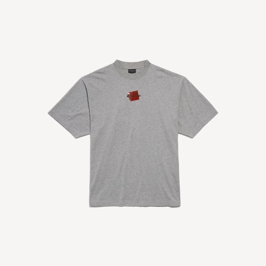 Men's Taped Balenciaga Back T-shirt Medium Fit in Heather Grey/black/red - 1