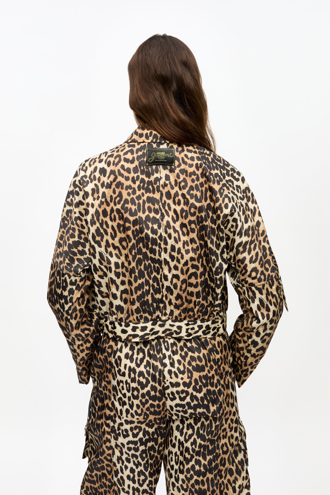 LEOPARD DUCHESSE NYLON CROPPED JACKET - 5