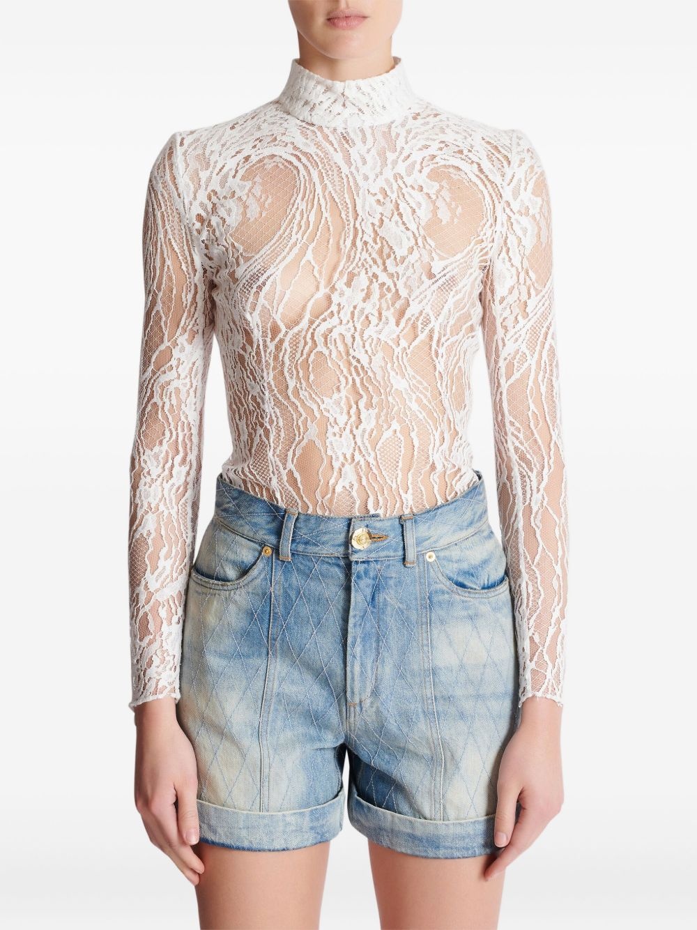 long-sleeved lace body - 6