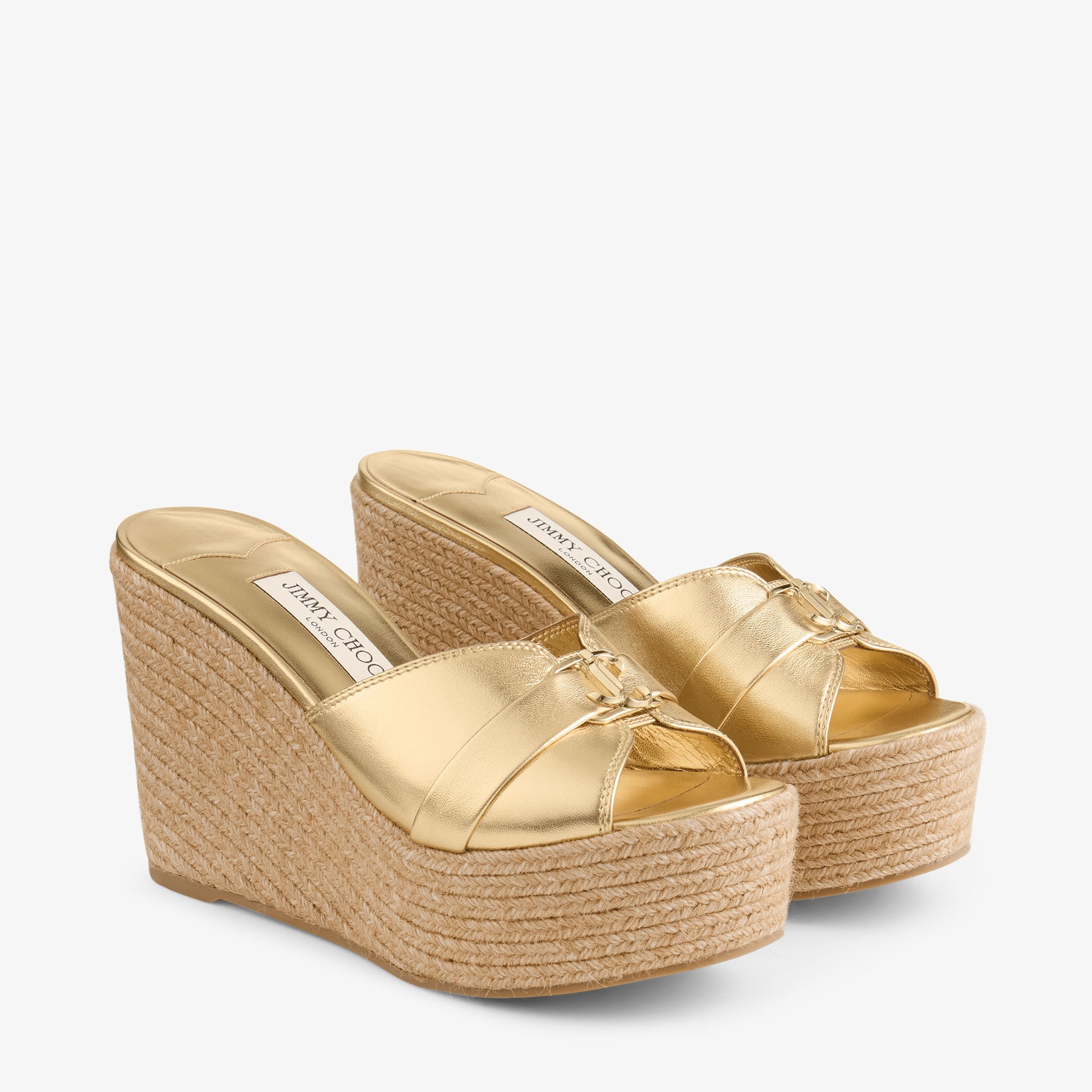 Leda Wedge 100
Gold Metallic Nappa Leather Mule Wedge - 2