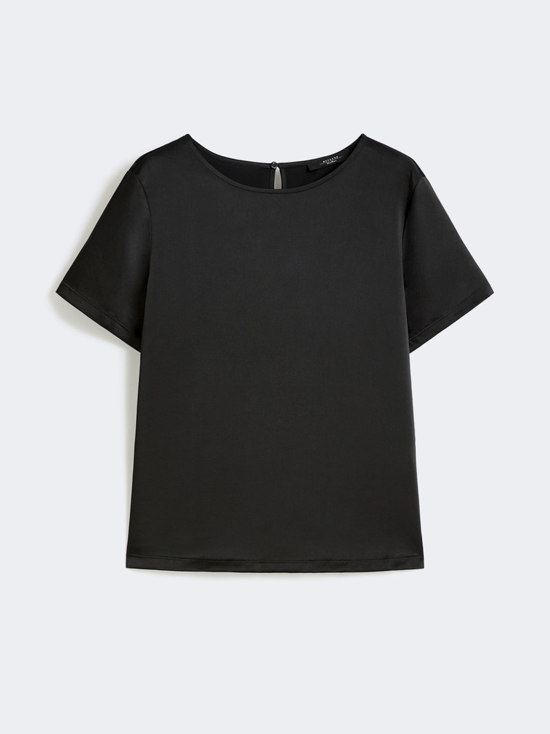 ZONA Satin and jersey T-shirt - BLACK 1