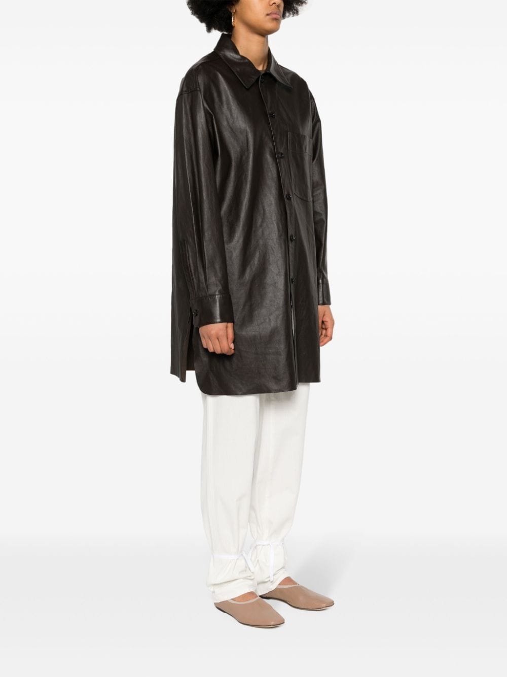 leather side-slits shirt - 3
