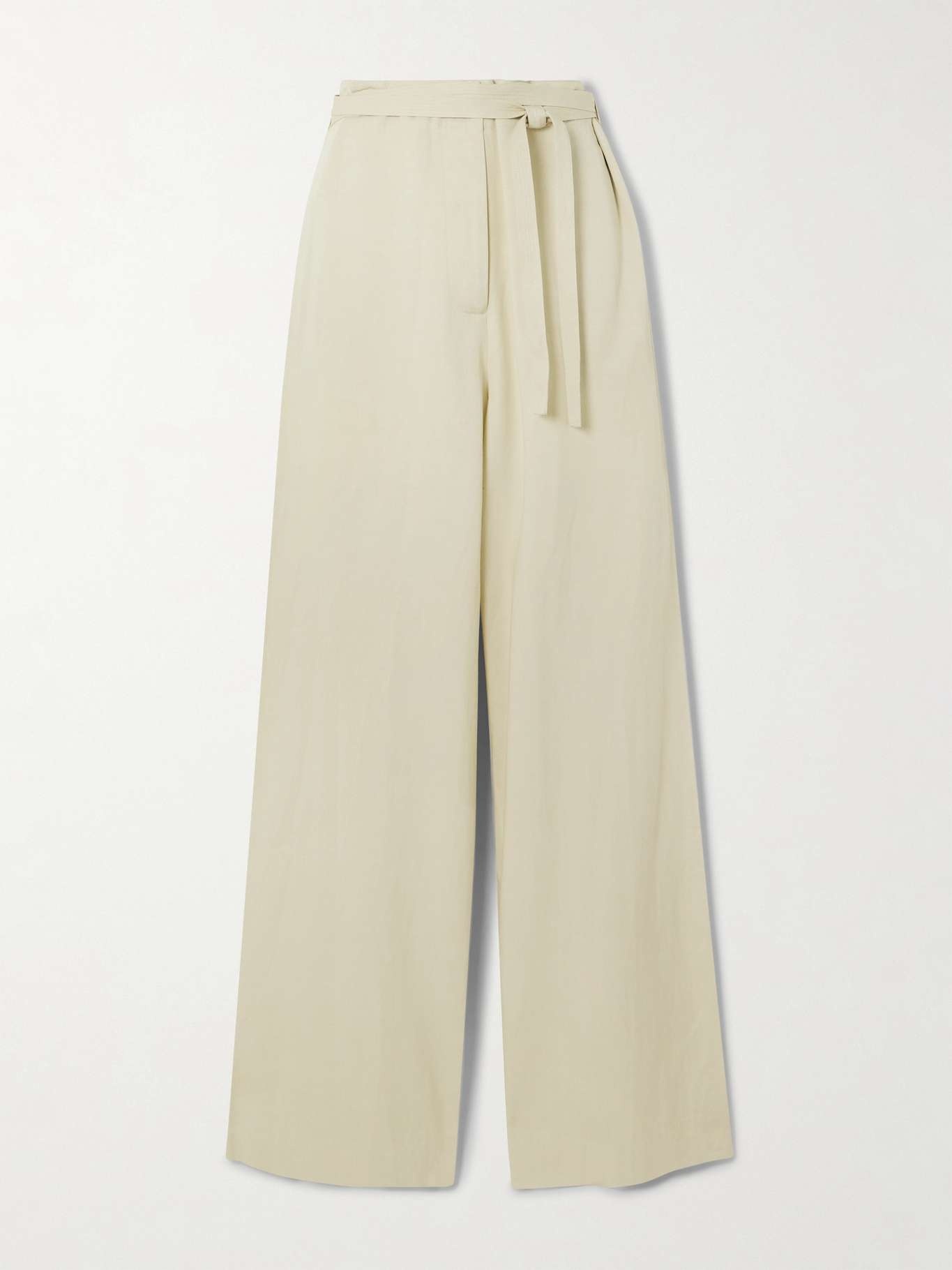 Belted organic cotton-twill wide-leg pants - 1