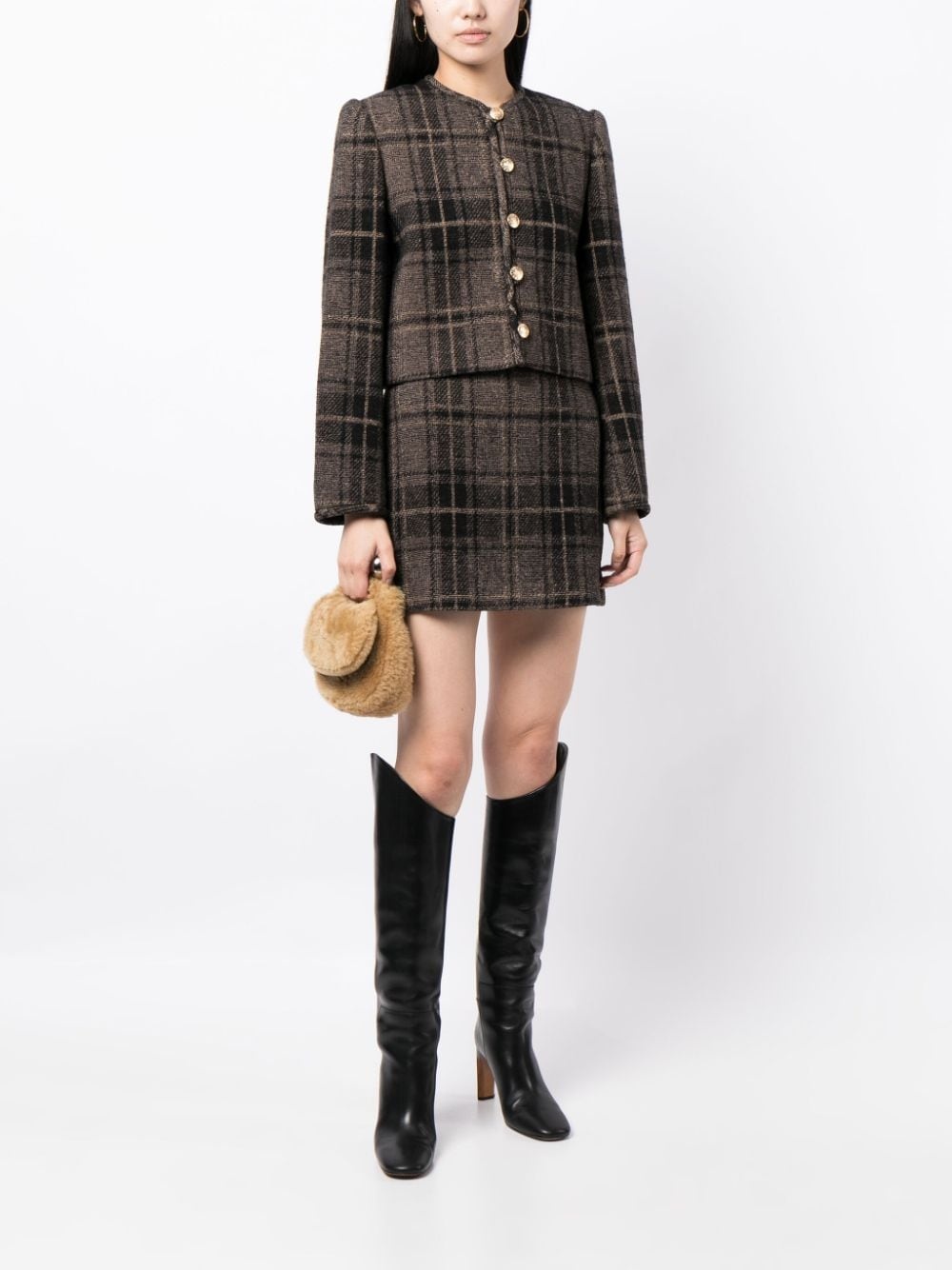 check-pattern wool-blend miniskirt - 2