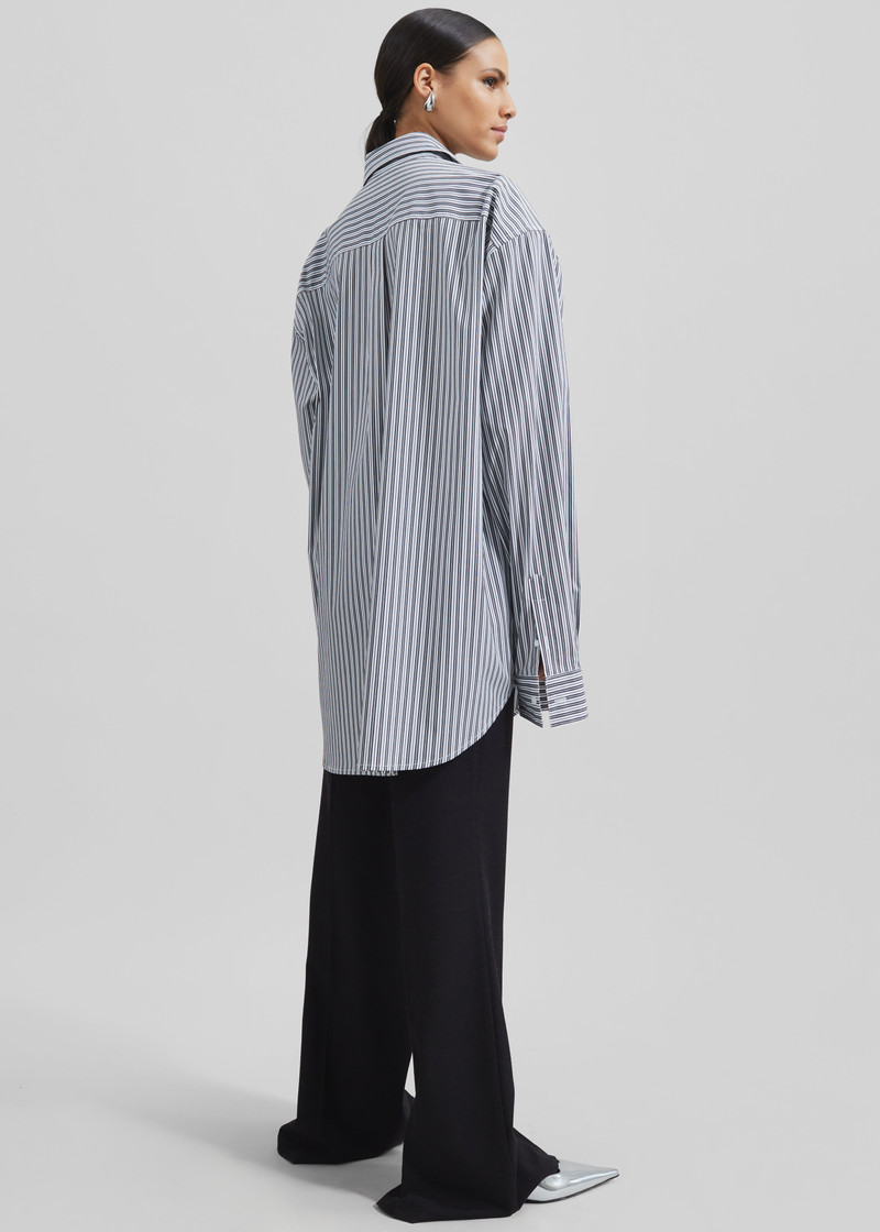 Cyrus Button Up Shirt - Black/White Stripe 15