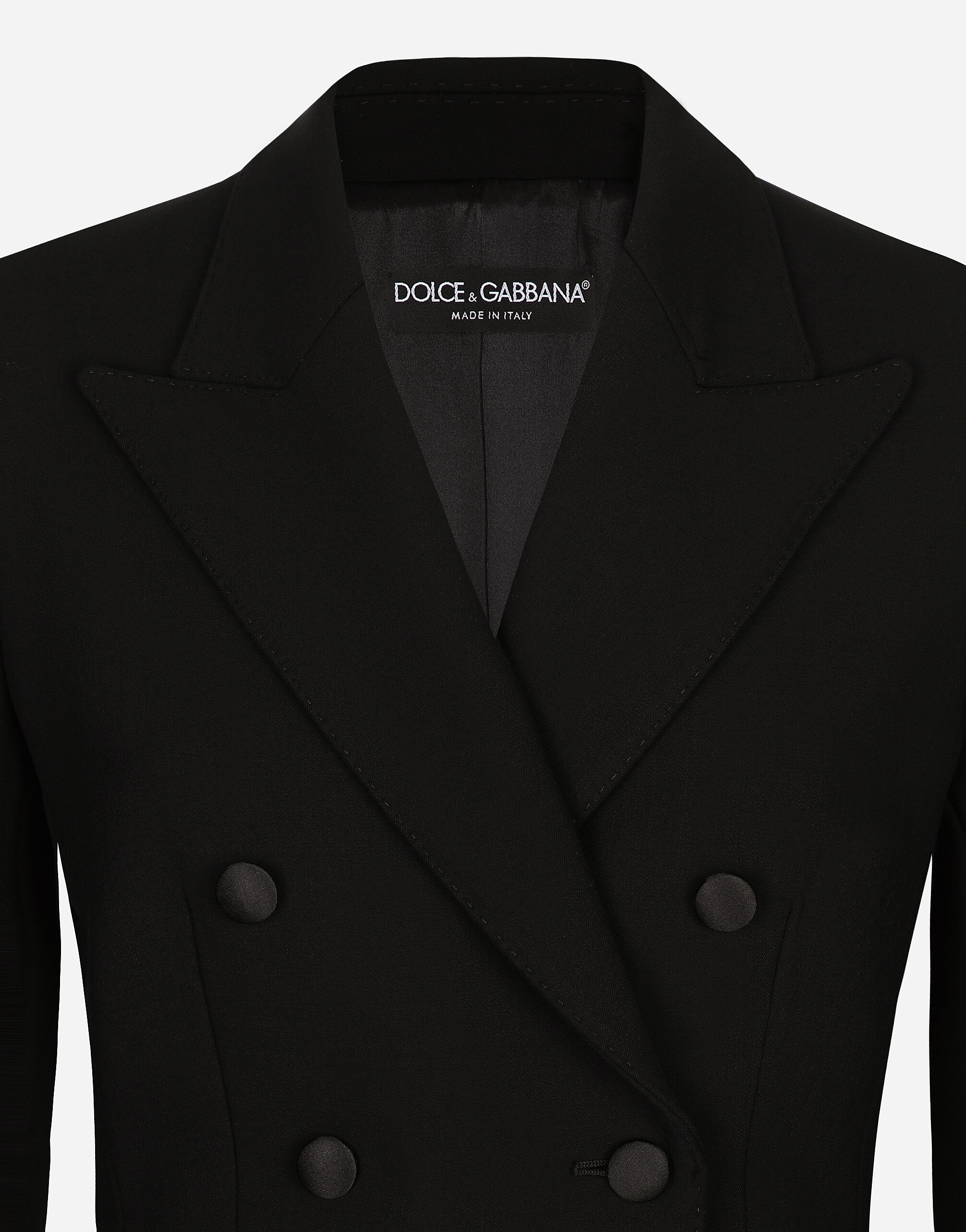 ジャケット Dolce & Gabbana Turlington Double-Breasted Wool Jacket Double-breasted wool Turlington jacket with jacquard leopard