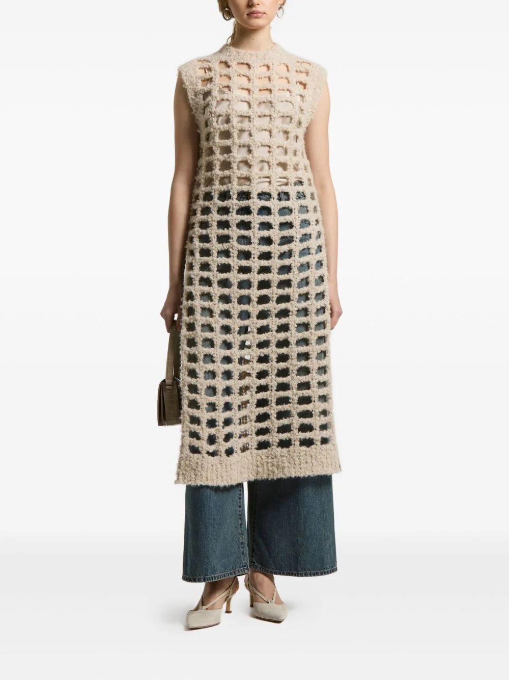 grid-pattern sleeveless top - 1