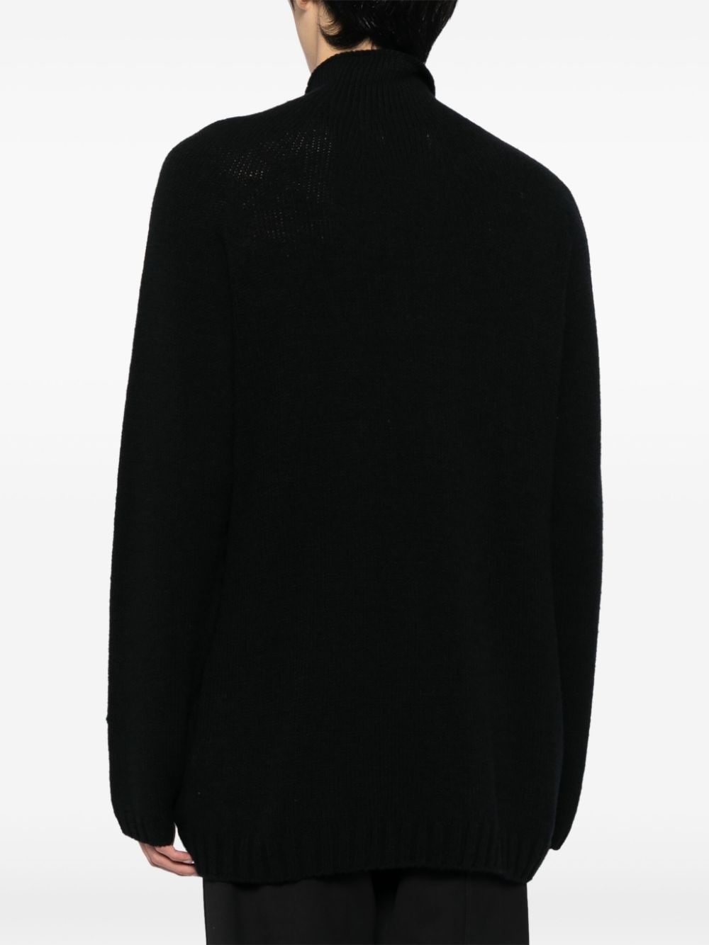 funnel-neck wool-blend cardigan - 4