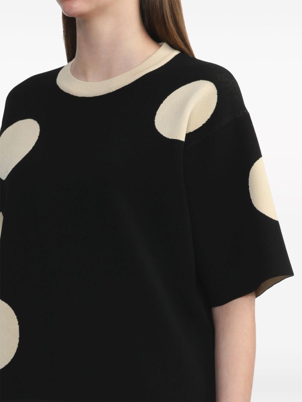 polka-dot intarsia-knit T-shirt - 5