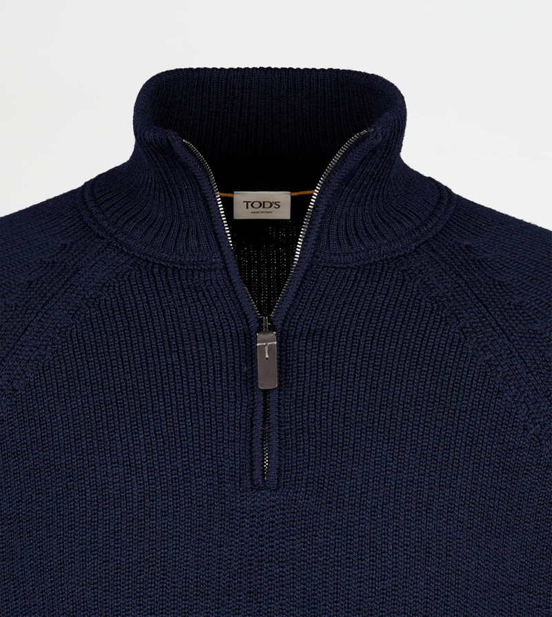 HALF ZIP PULLOVER IN MERINO WOOL - BLUE 6