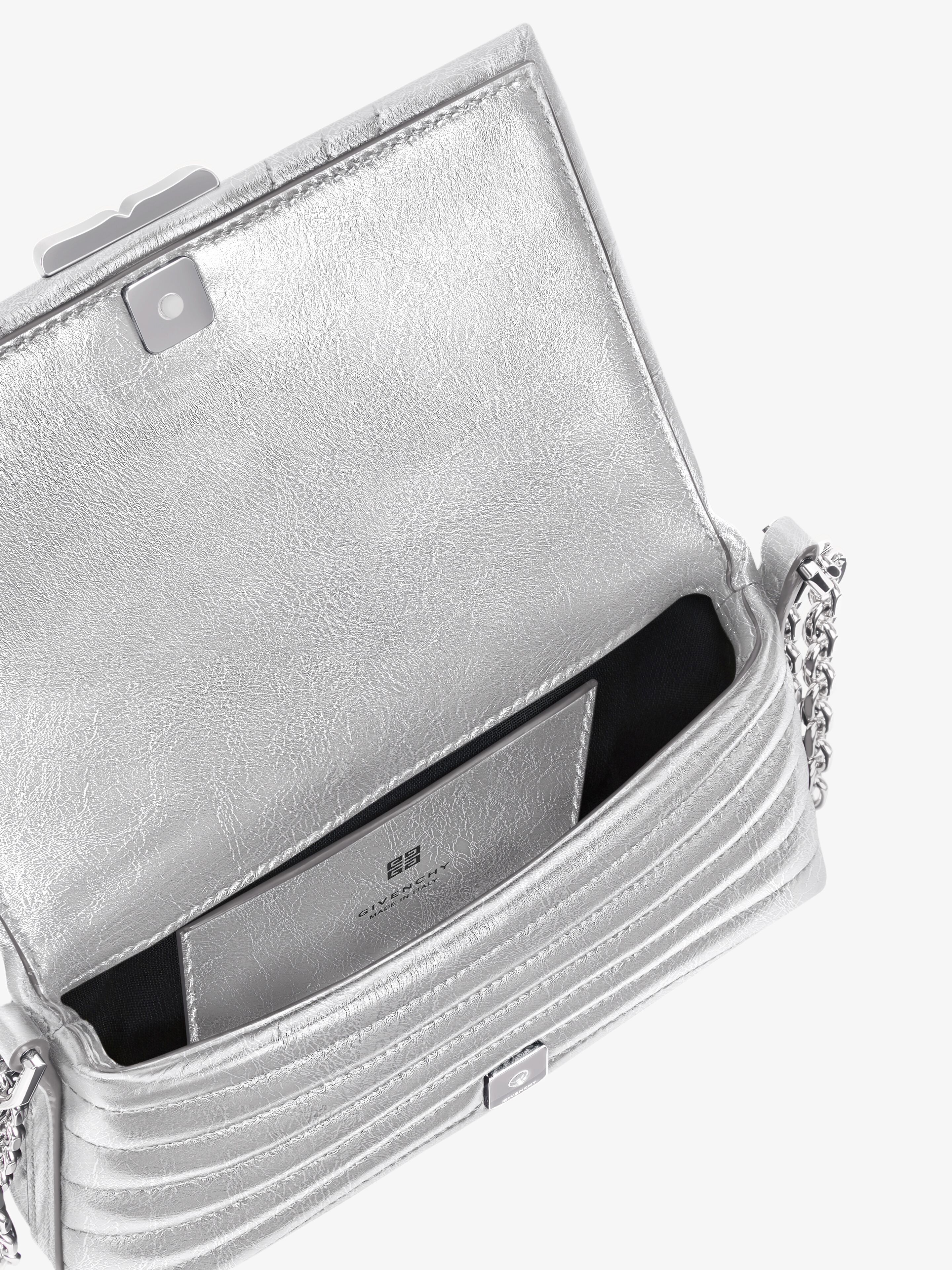 4G LIQUID WALLET ON CHAIN IN LAMINATED QUILTED LEATHER - 6