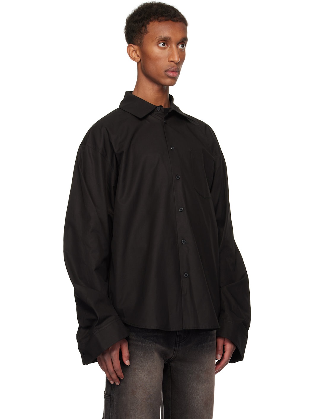 Black Twisted Sleeve Shirt - 2