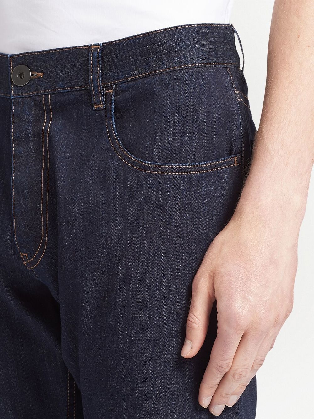 contrast-stitch straight-leg jeans - 5