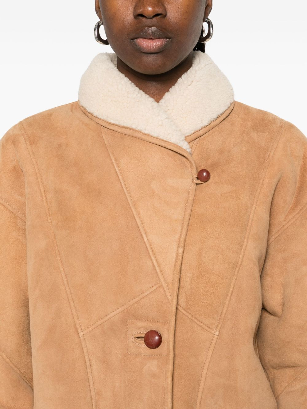 button-up suede jacket - 5