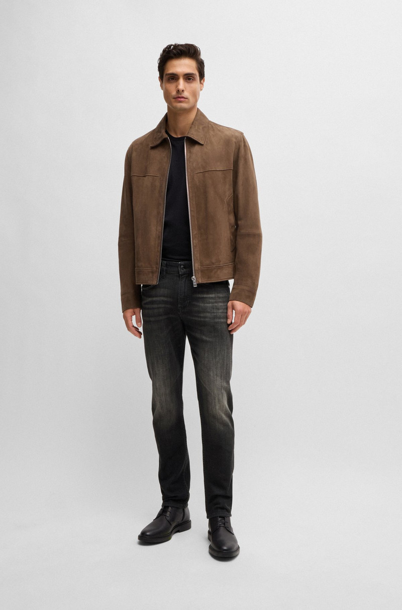 BOSS DELAWARE SLIM-FIT JEANS IN BLACK STRETCH DENIM outlook