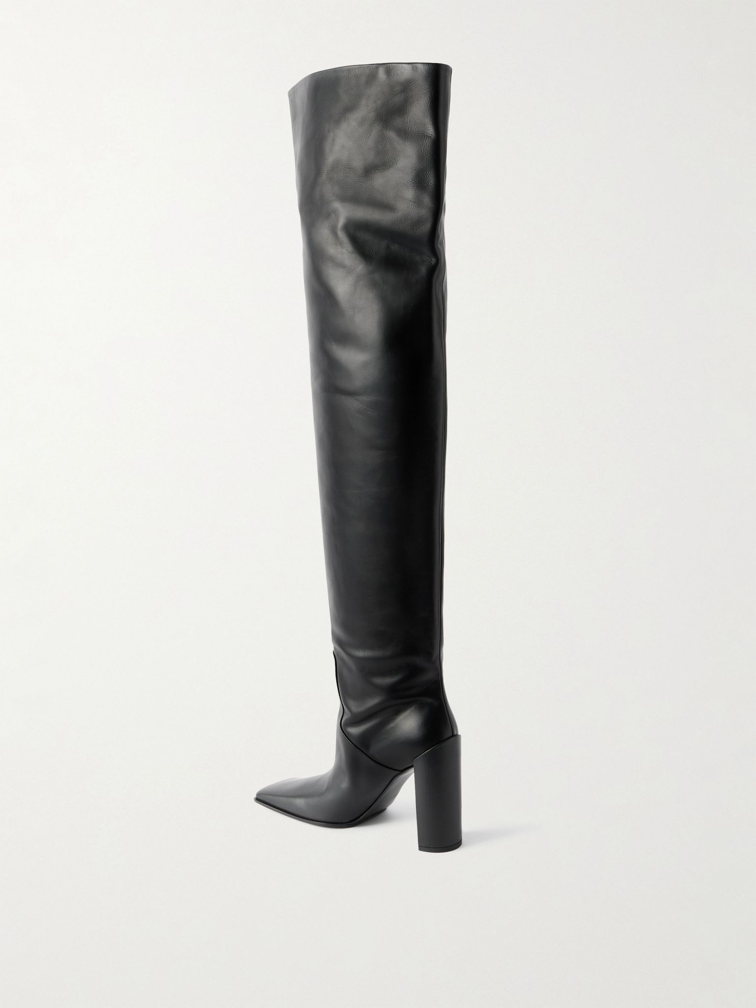 90 leather over-the-knee boots Black - 3
