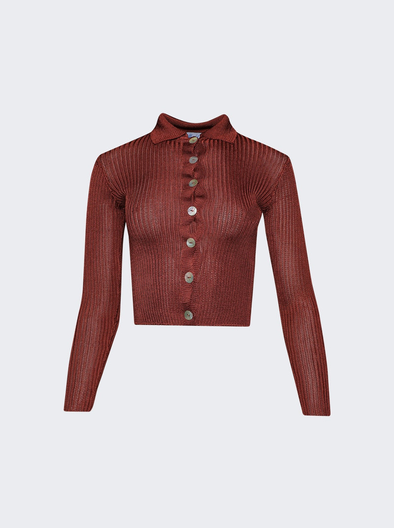Ribbed Long Sleeve Cardigan Clay 1