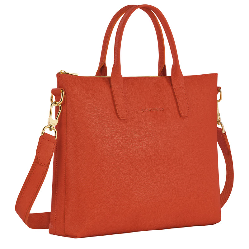 Longchamp Le Foulonné S Briefcase Paprika - Leather outlook