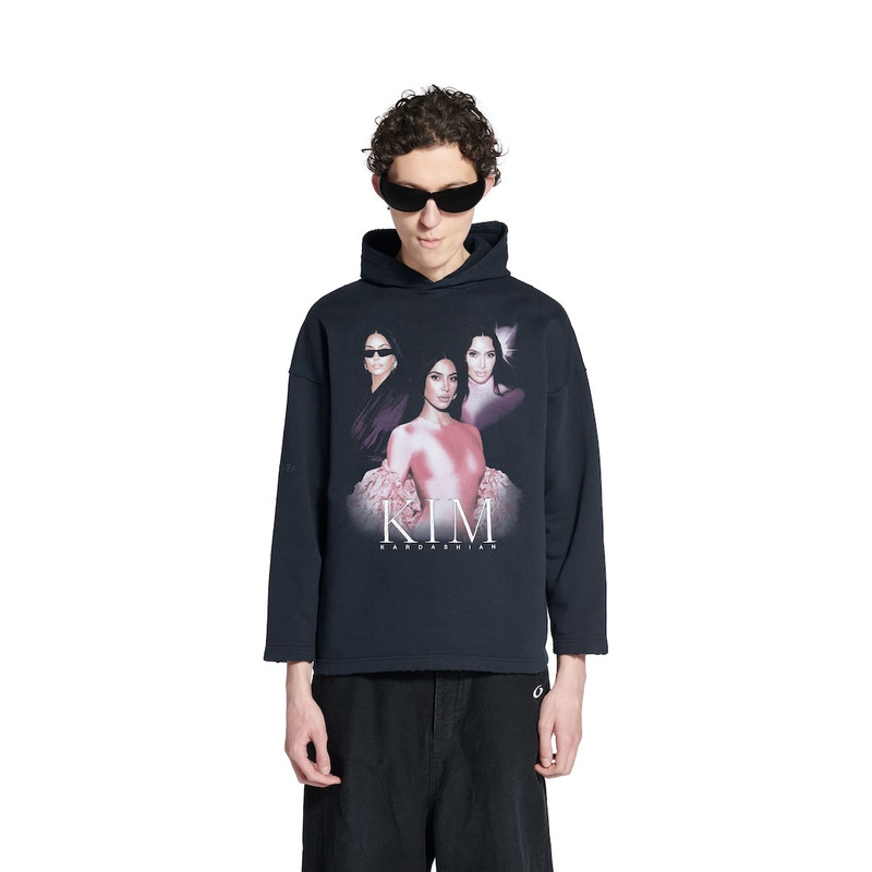 Kim K No Rib Hoodie in Faded Black 6