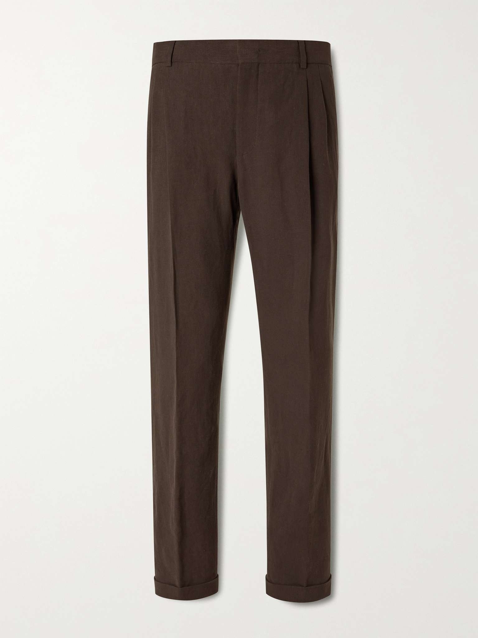 Slim-Fit Tapered Pleated Linen Suit Trousers - 1