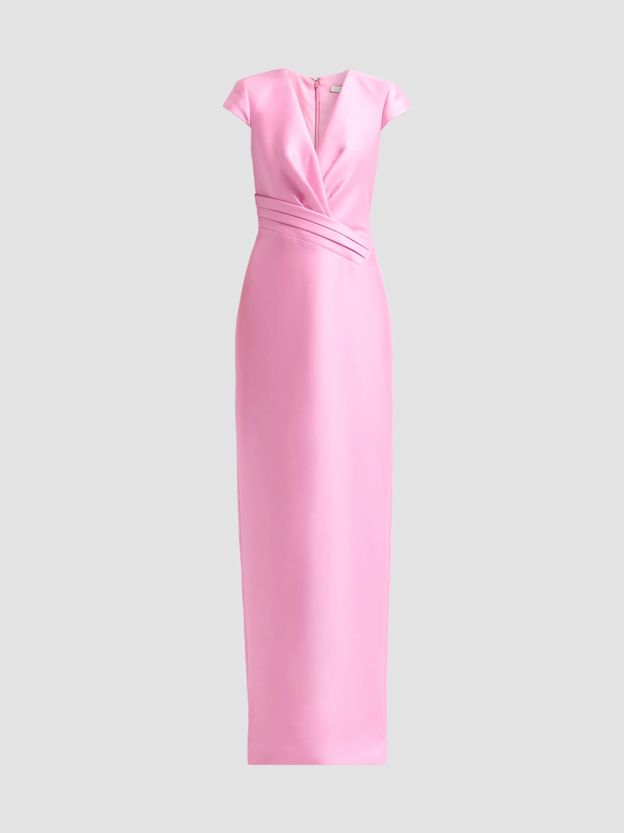 Women's Satin Wrapped-Bodice Column Gown - Blush - 1