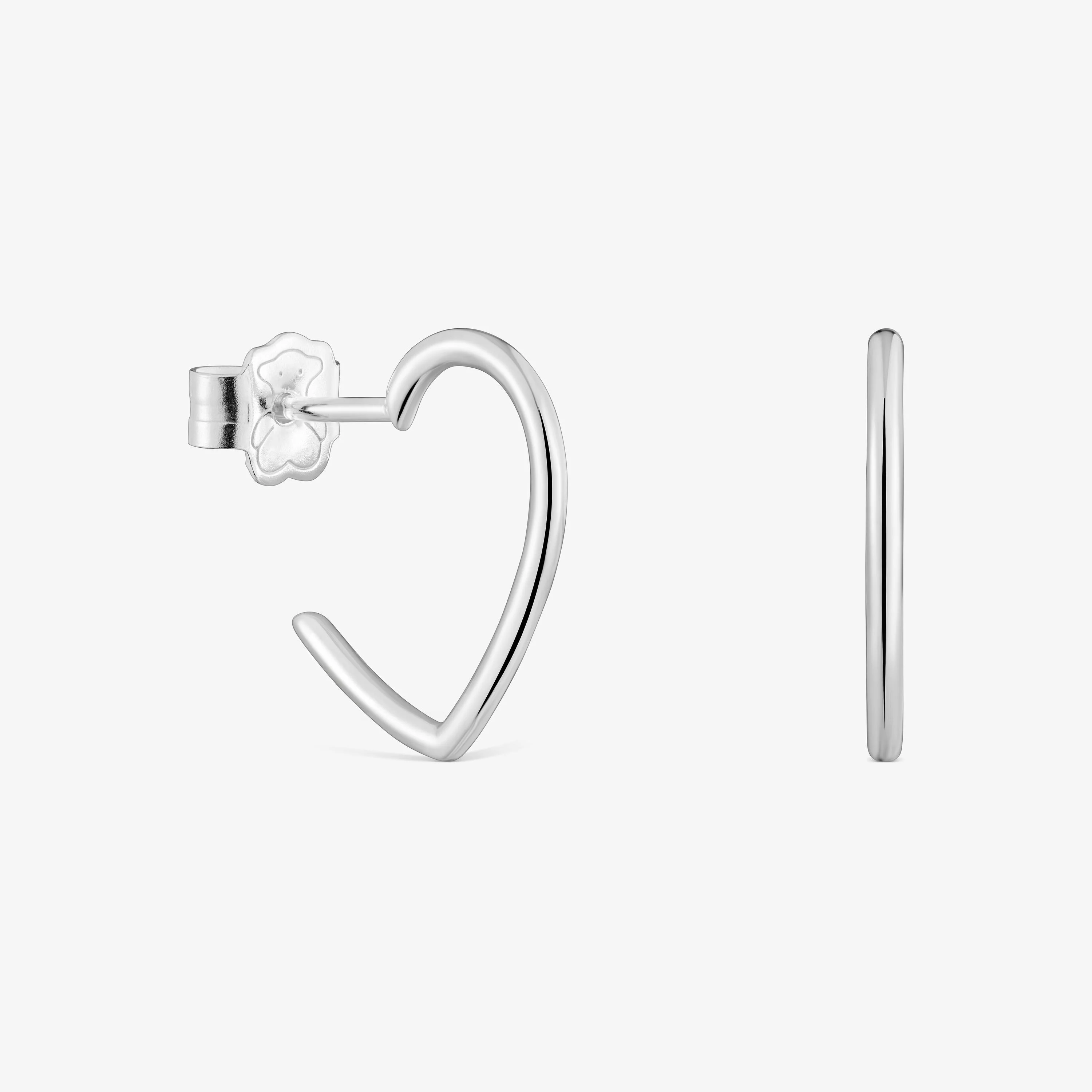 Silver Hoop earrings with heart motif New Silueta - 1