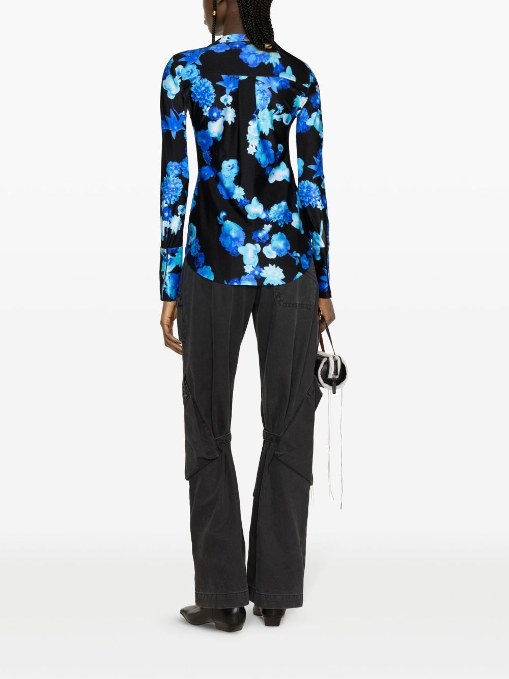 twisted cut-out floral-motif shirt - 4