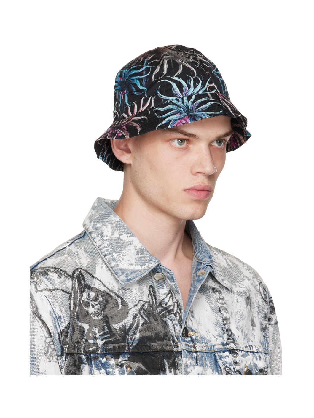 Black Limited Edition Night Palm Bucket Hat - 2