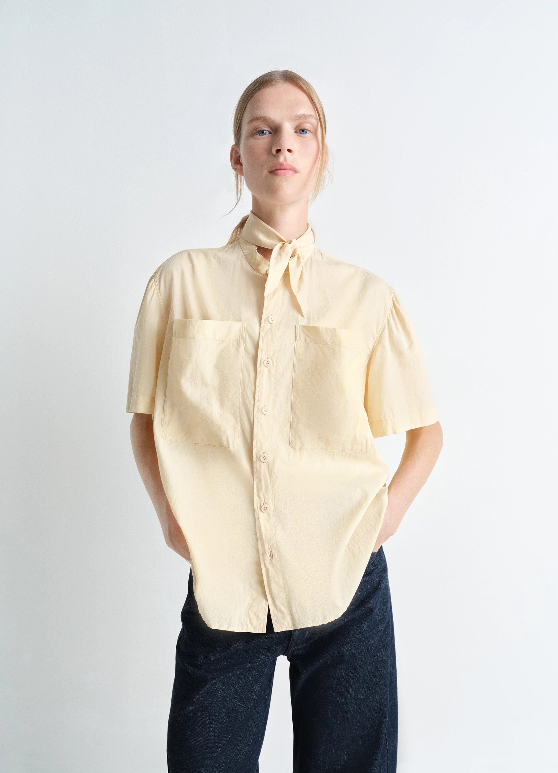 Lemaire SHORT SLEEVE SHIRT WITH FOULARD | REVERSIBLE