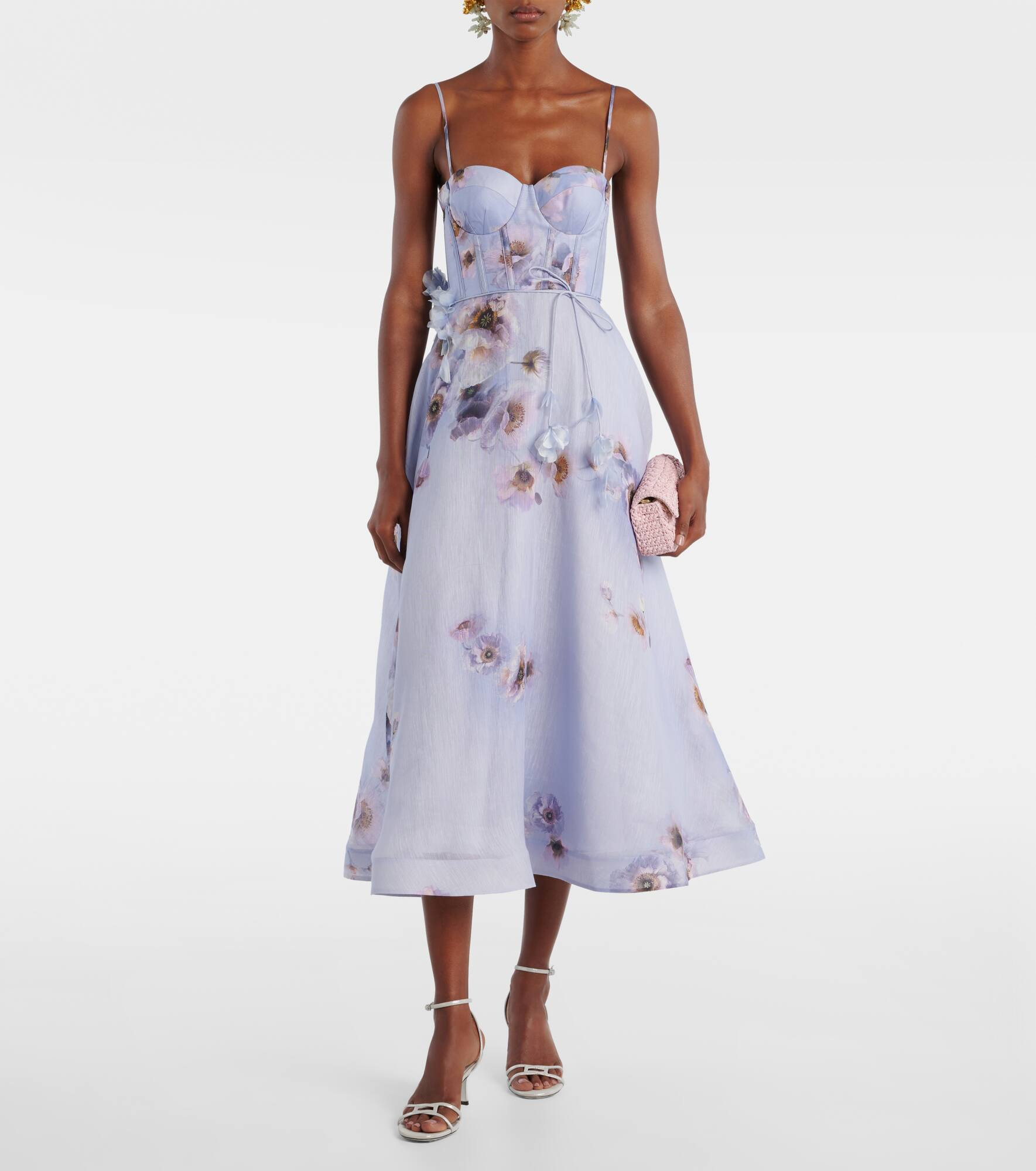 Hypnotic floral linen and silk bustier dress - 2