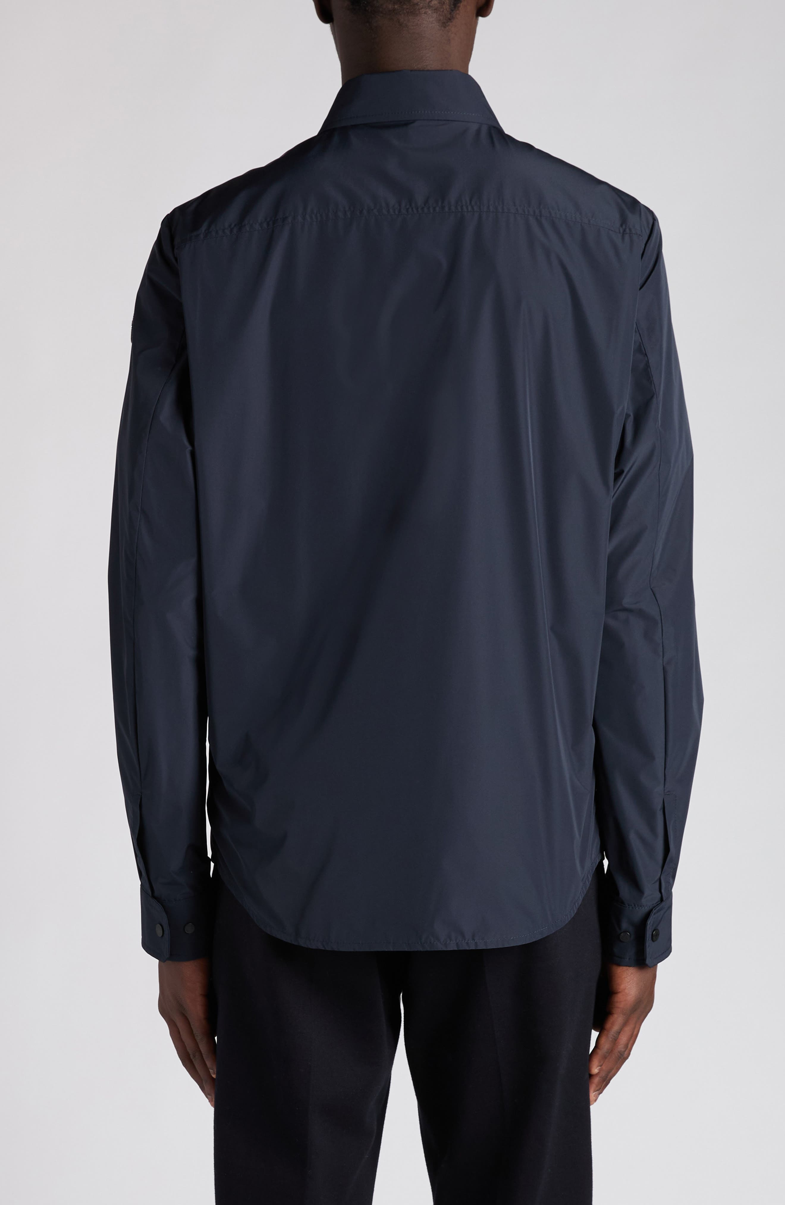 Moncler Logo Patch Overshirt in Navy Blue at Nordstrom - 3