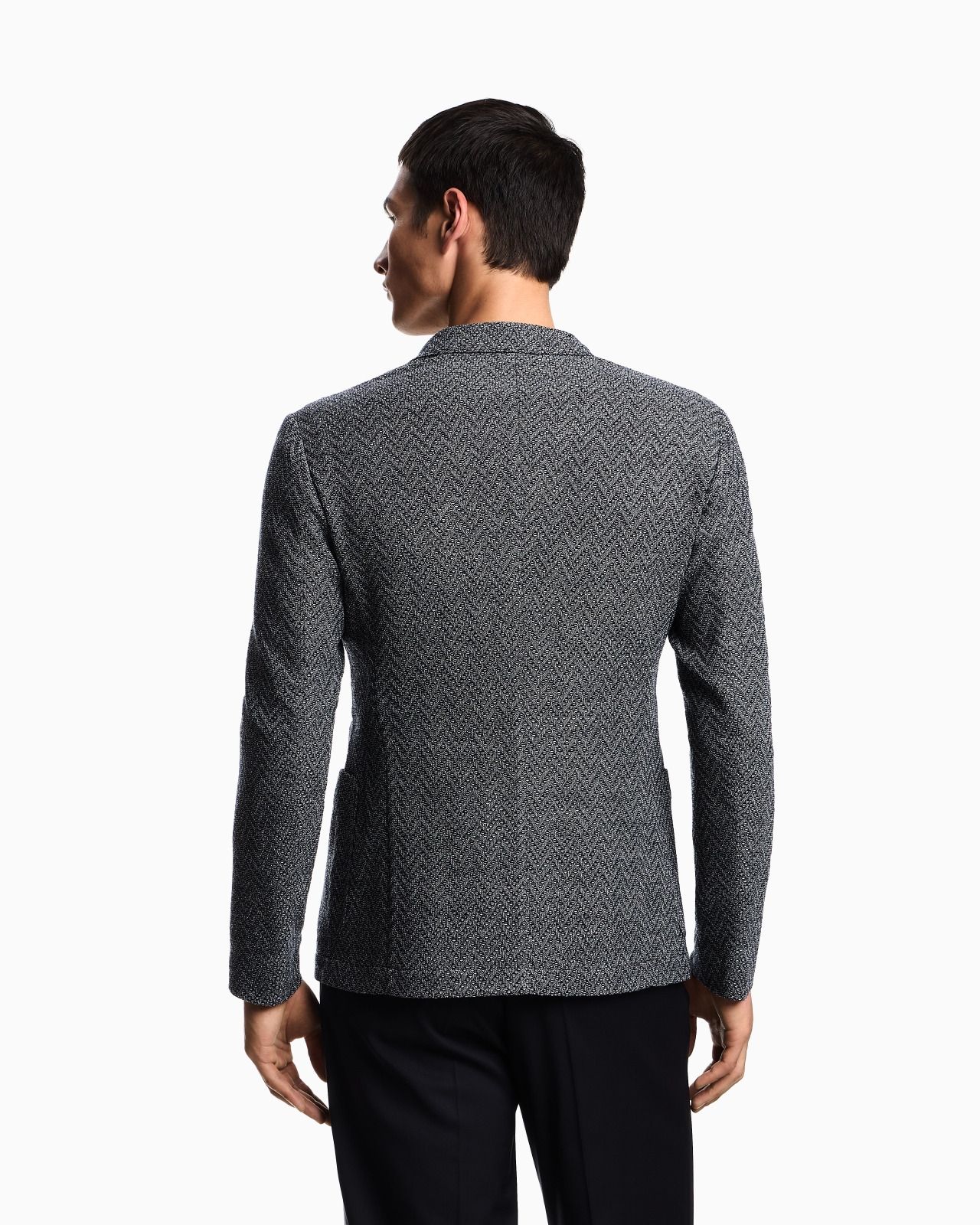 ICON SINGLE-BREASTED JACKET IN CHEVRON-MOTIF WOOL - 3