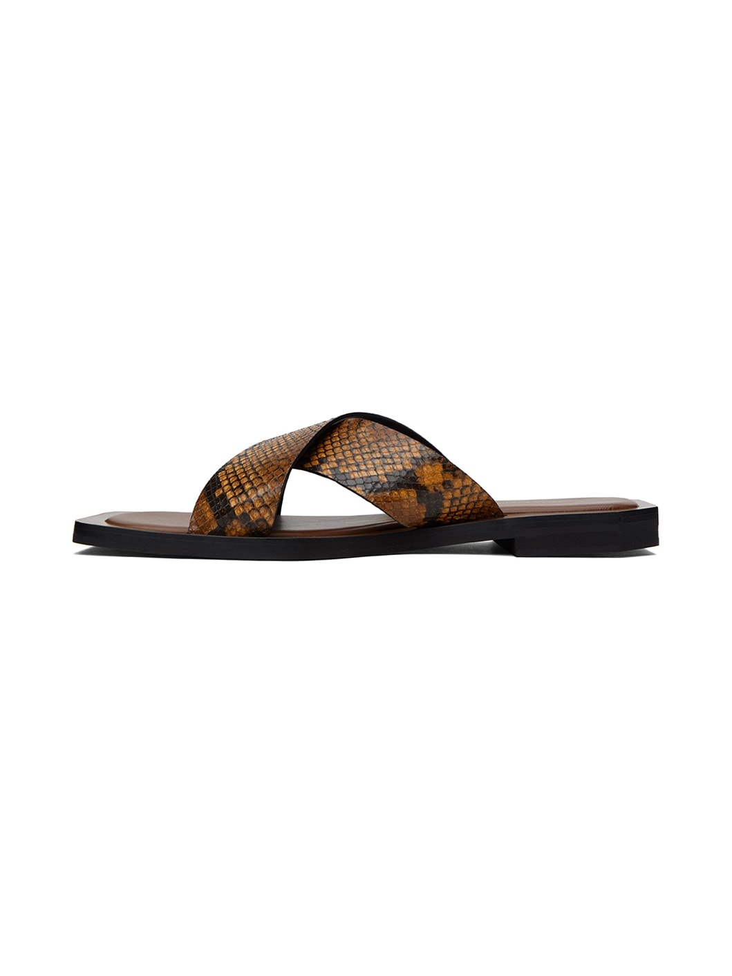 Brown Snake-Embossed Sandals - 3