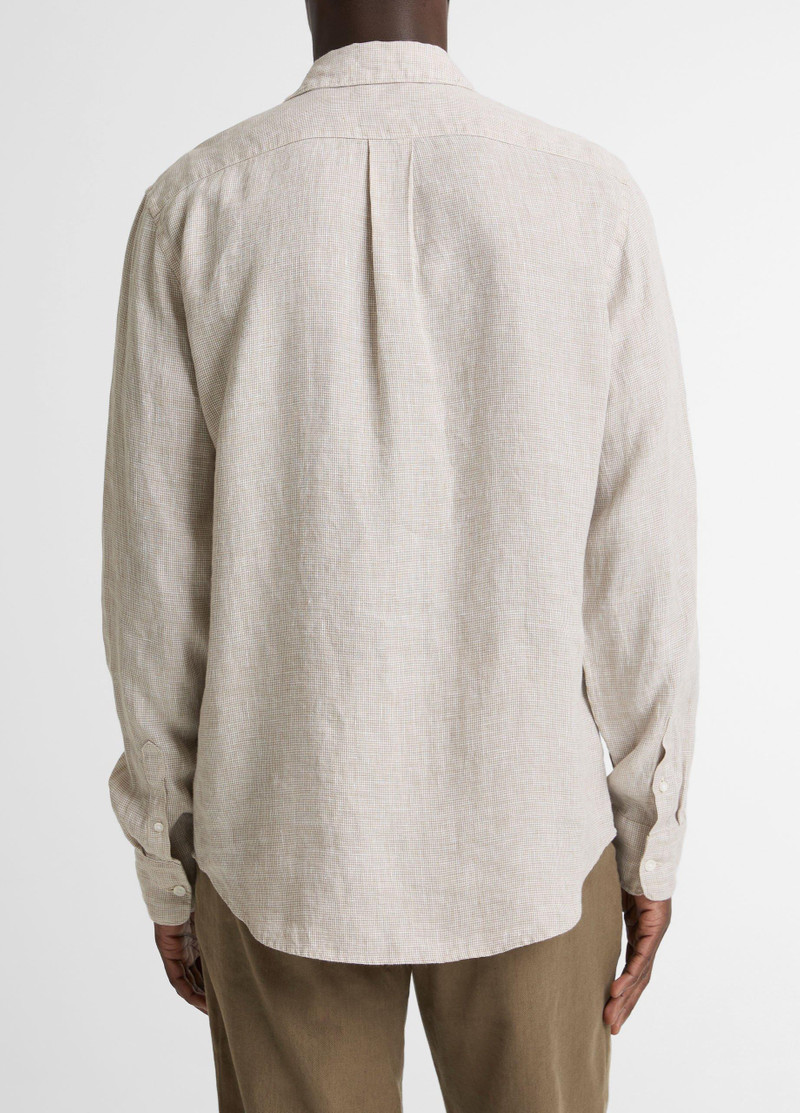 Vince Houndstooth Linen Button-Front Shirt outlook