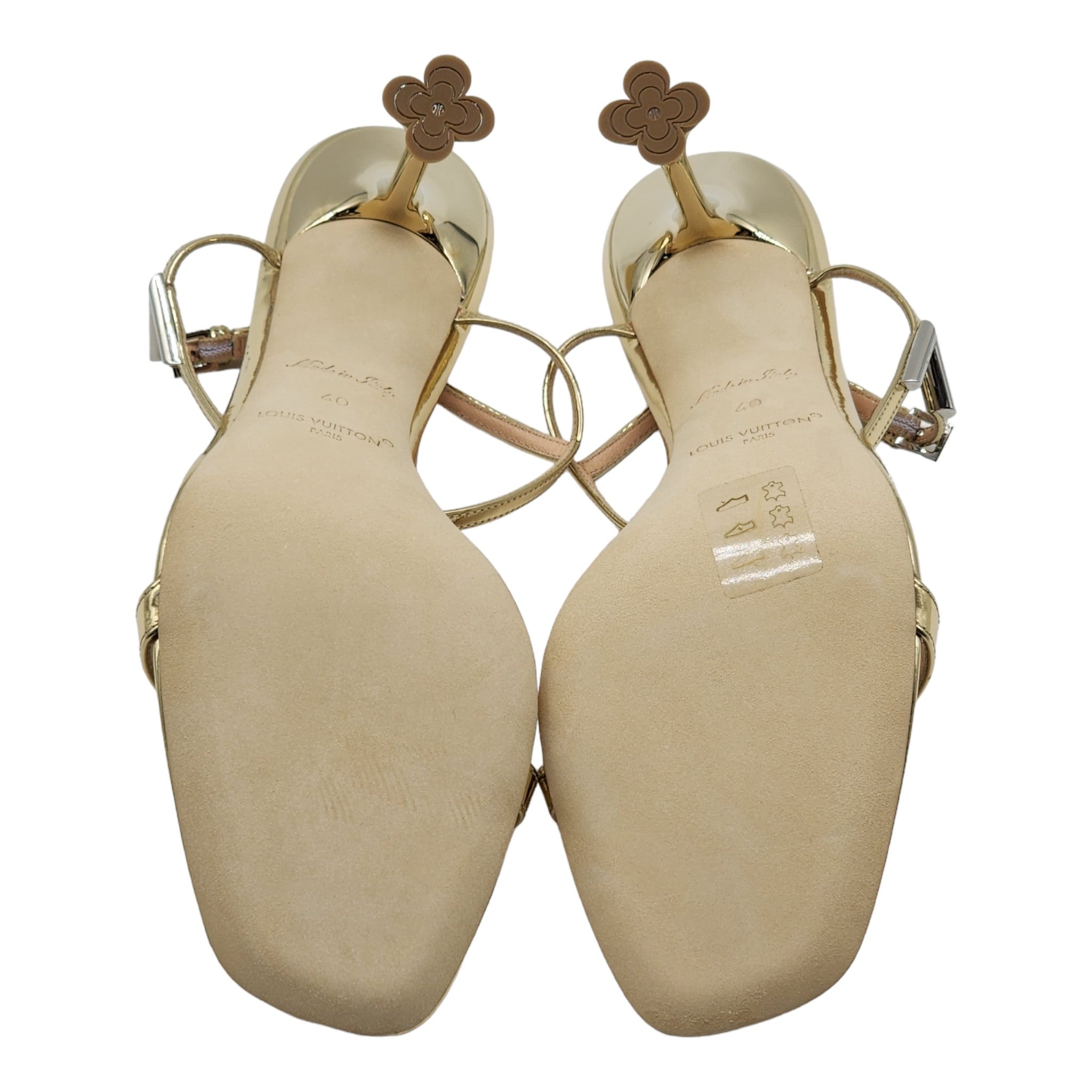 Louis Vuitton Blossom Sandals Leather in Gold (40) - 6