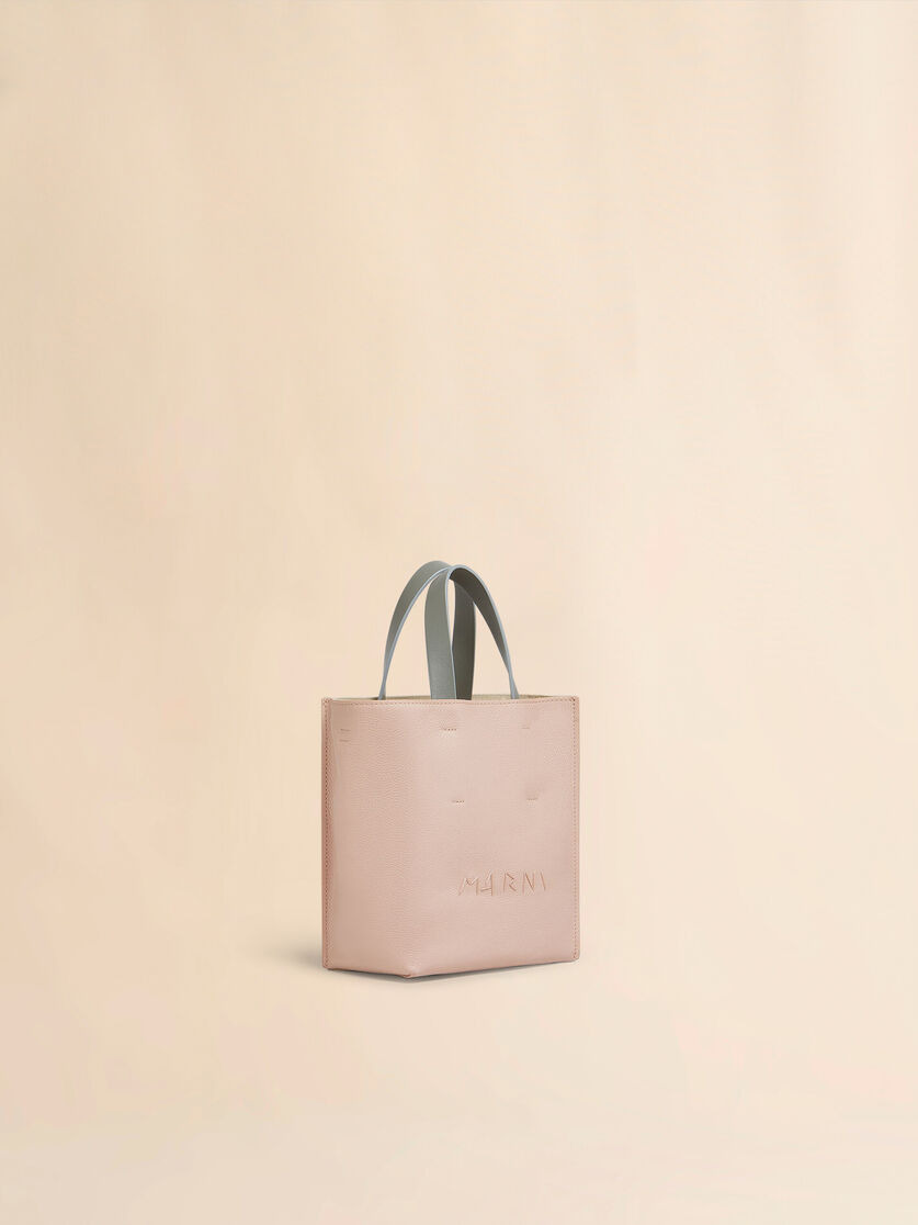 MUSEO SOFT MINI BAG IN LIGHT PINK AND BEIGE LEATHER WITH MARNI SYMBOL EMBROIDERY - 5