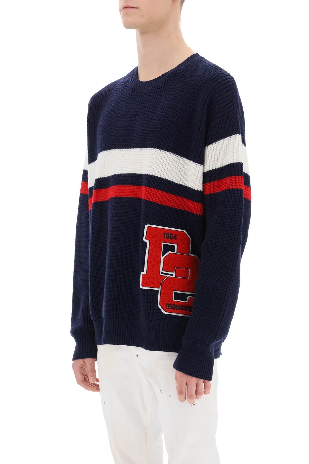 WOOL SWEATER WITH VARSITY PATCH - 10