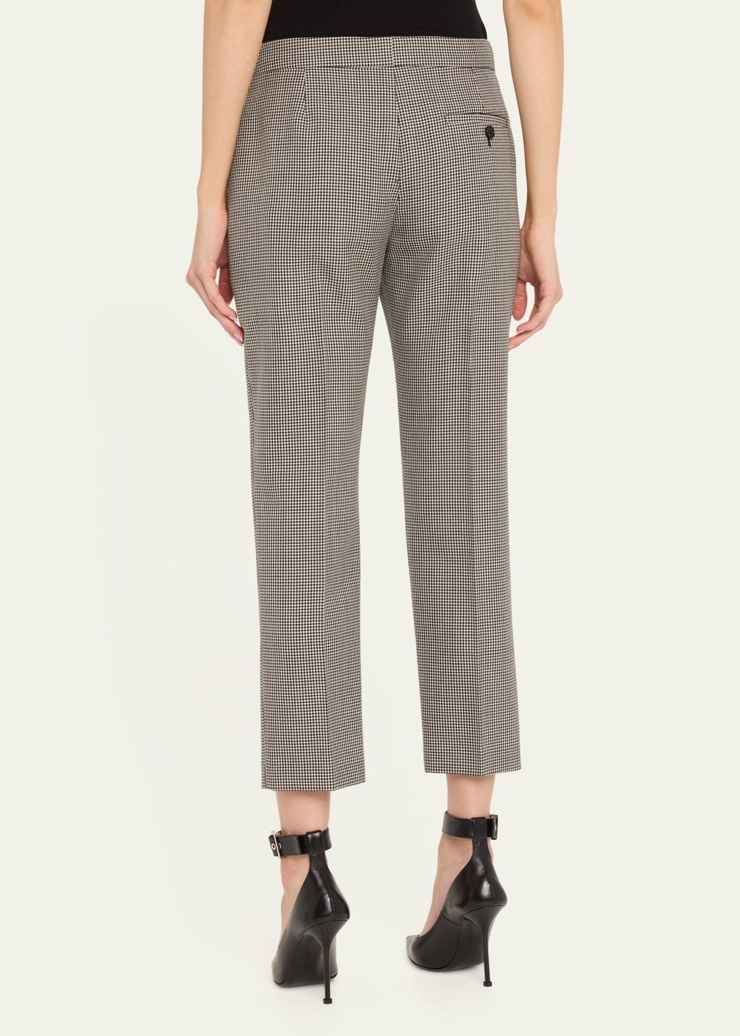 Mid-Rise Straight-Leg Houndstooth Trousers - 3