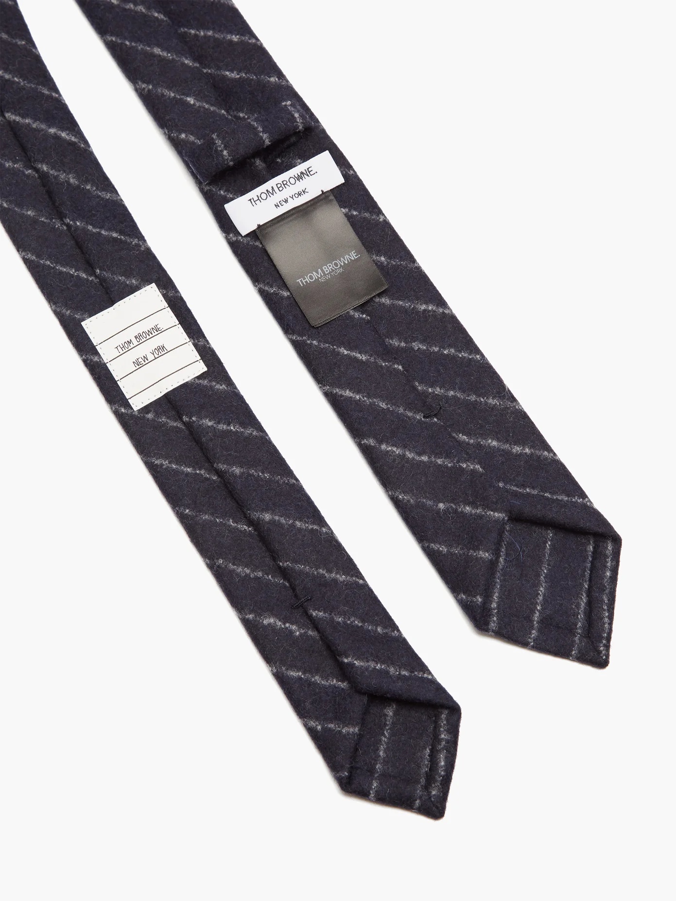 Chalk-stripe wool-blend flannel tie - 3