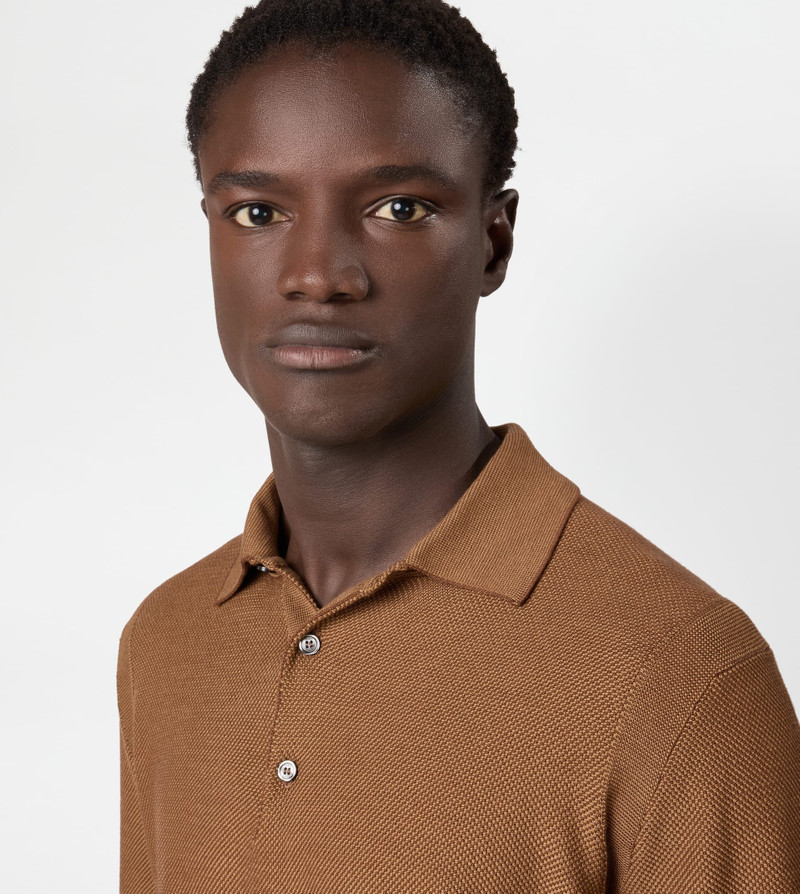 POLO SHIRT IN WOOL PIQUET - BROWN 5