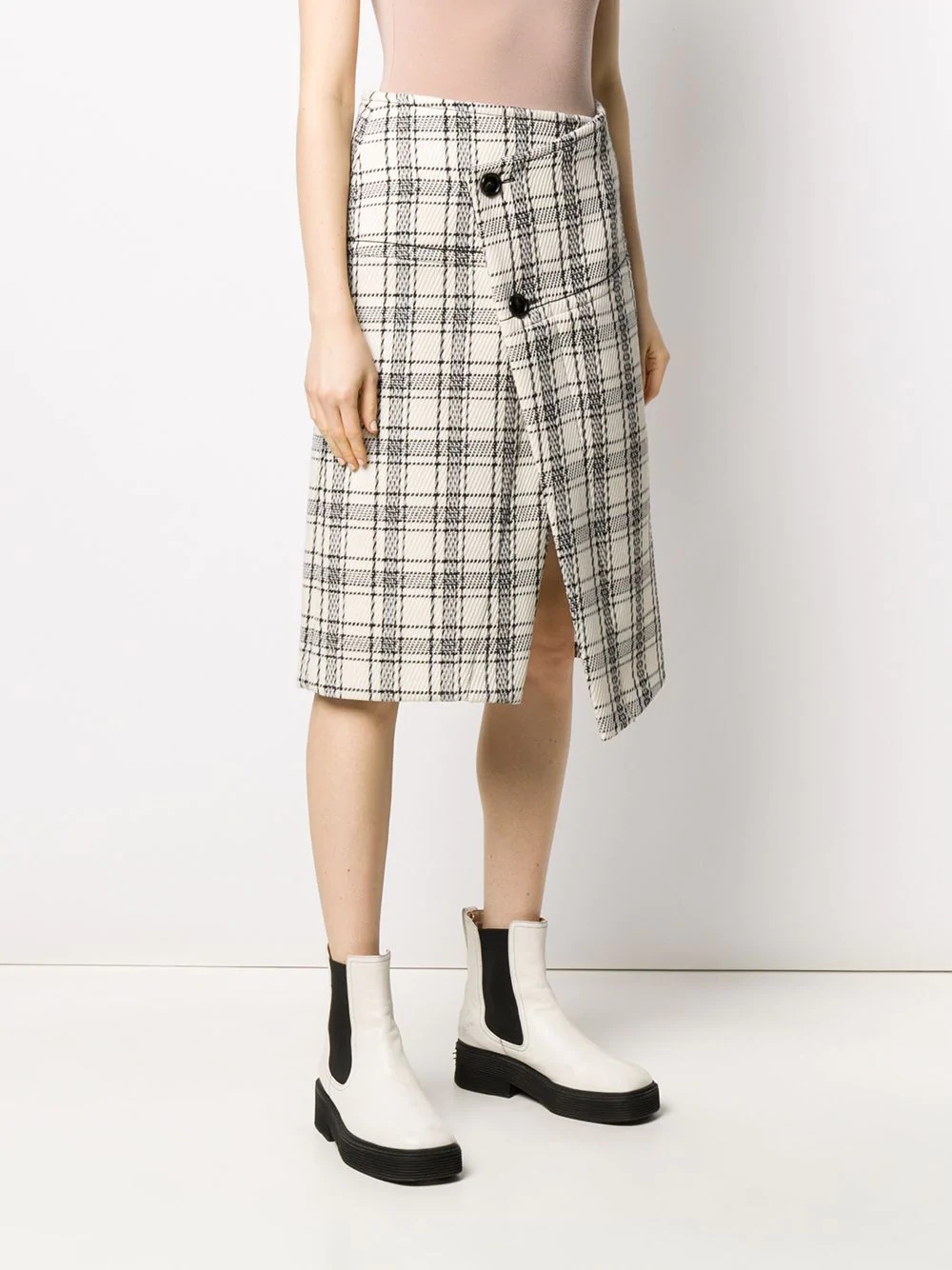 checked asymmetric skirt - 3